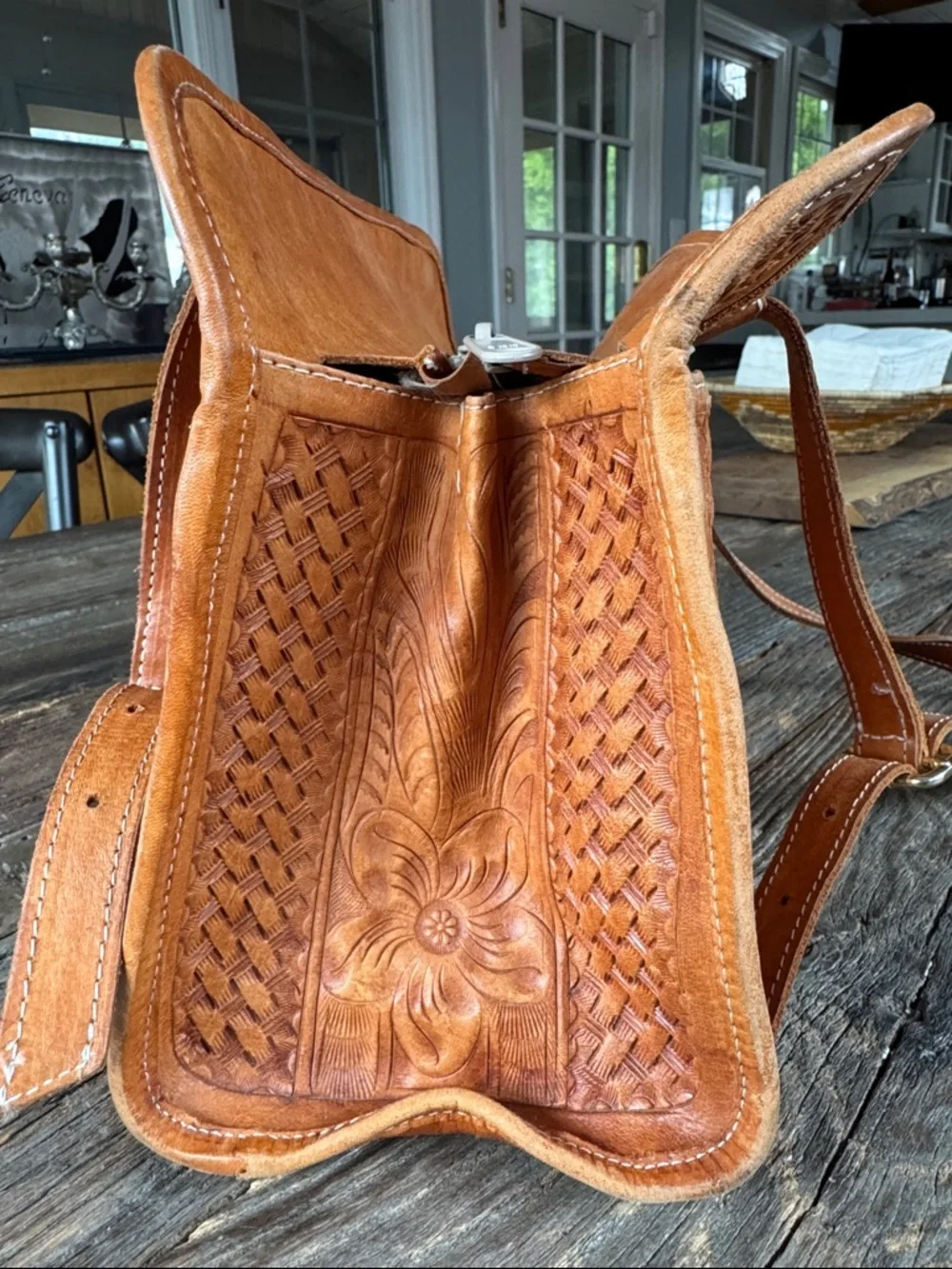Leaders in leather vintage‎ artisan Paraguayan hand tool satchel with wallet